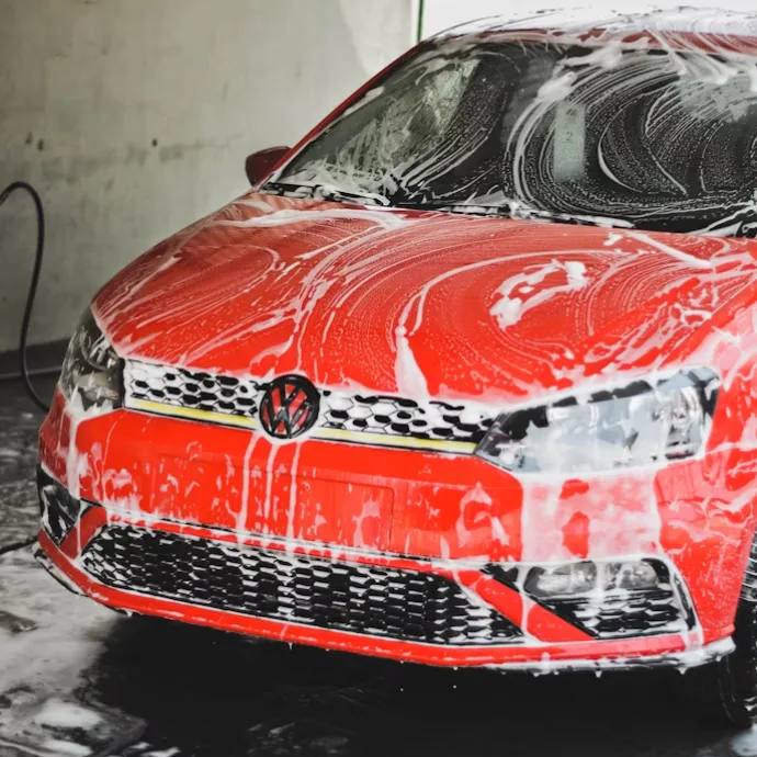 Car glossy finish after foam wash detailing